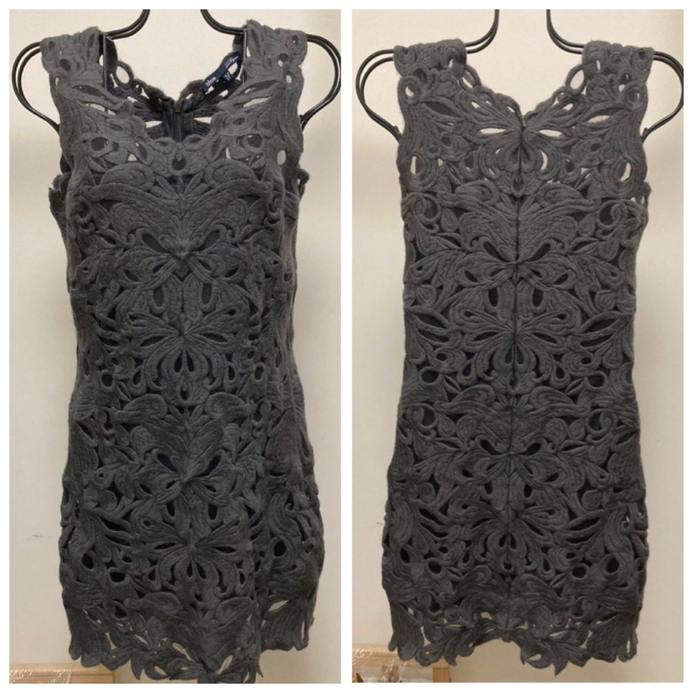 Les Copains Cutout Gray Wool Dress & Slip